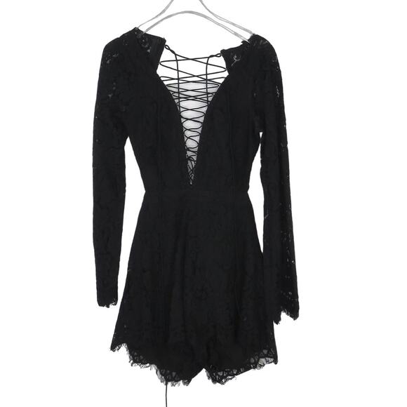 Revolve Olivaceous Black Lace Up Bodysuit Sexy Formal Open Back Small - Picture 4 of 7